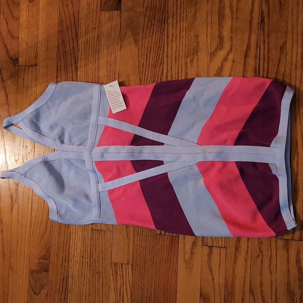 NWT Venus bodycon mini dress M periwinkle, fuschia and hot pink